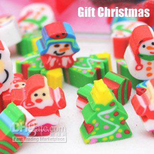 2012Christmas gifts kids school eraser 6designs Xmas gifts,1000pcs/lot,1.6kg/lot, kindy shaped packa