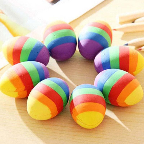 New 5 pcs/lot Novelty Colorful Egg Shape Cartoon Rubber Eraser Creative Stationery School Supplies Papelaria Gift Prize for Kids