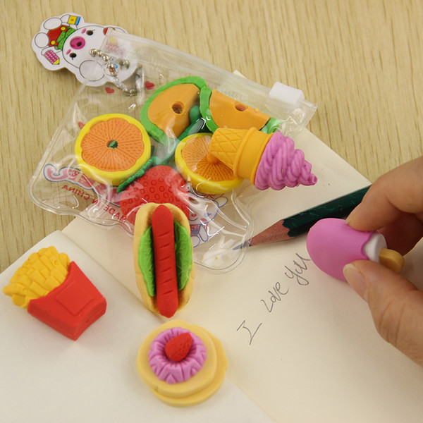 2017 Children Cute Fruit Cuisine Shape Rubber Eraser School use Student Learning Stationery for Child Creative Gift