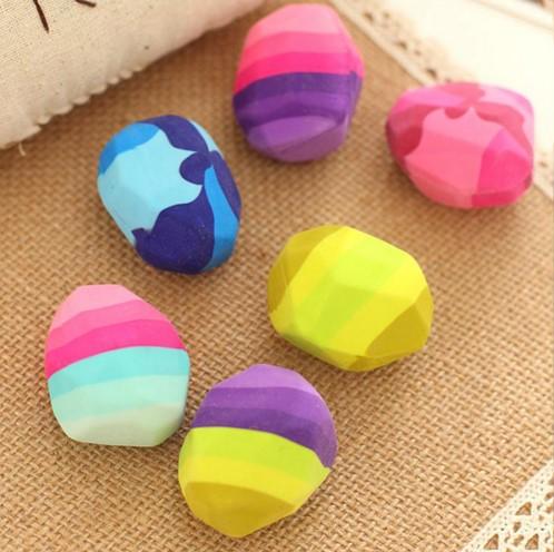 Colorful Stone Shape Eraser Geese Soft Rubber Eraser Irregular Rock Big Pen Eraser Student Stationery Supplies color random 1pc