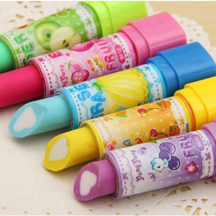 Eraser material escolar rubber Kid Child Gift lipstick erasers school supplies stationery cartoon cute lipstick rubber free shipping TY1060