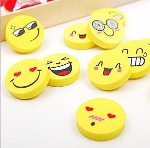 Creative Children cartoon stationery rubber cute Yellow smile face eraser pupil award gift Emoji Eraser