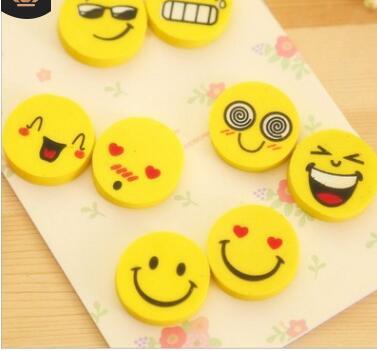 1000pcs Emoji Eraser Emotion Kawaii Eraser Novelty Stationery School Supplies Wholesale Cartoon Rubber Erasers