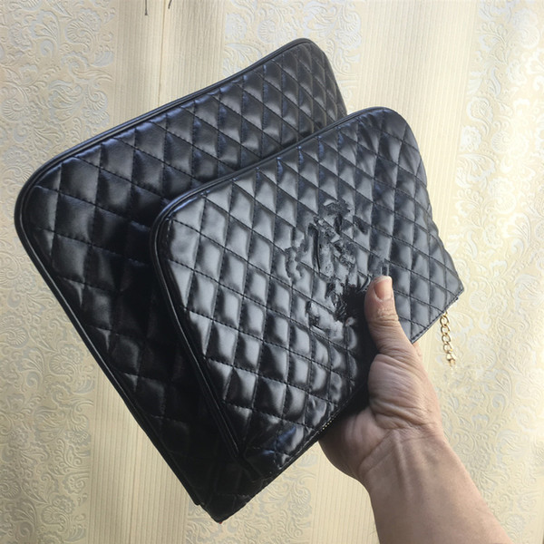 2019 New quilted Prismatic lattice C pouch logo hardware zipper storage bag makeup Organizer classic pattern handbag