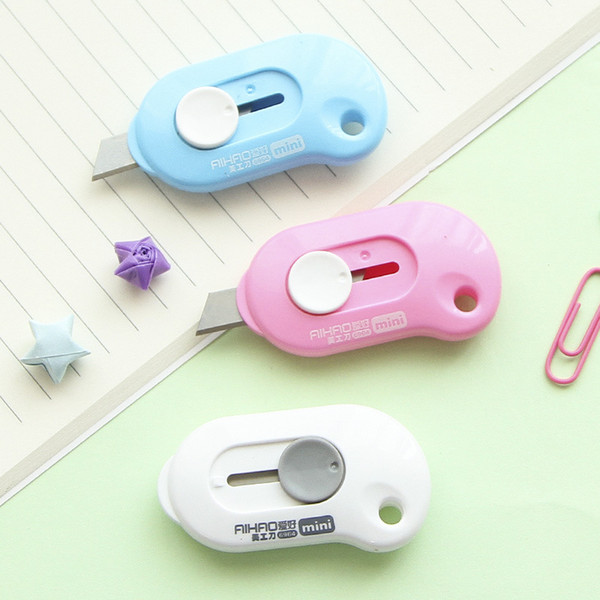 Cute Solid Color Mini Portable Utility Knife Paper Cutter Cutting Paper Razor Blade Office Stationery Escolar Papelaria