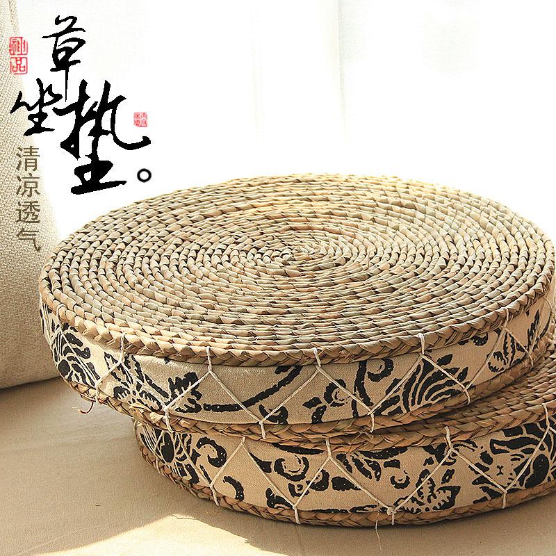 Wholesale-Pastoral thick straw tatami futon cushion cushion windows and pad cloth mat yoga meditation round trumpet