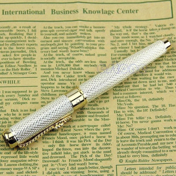 Free Shipping Jinhao 1200 Silver Fountain Pen Checked Dragon 18KGP JINHAO New order<$18no track