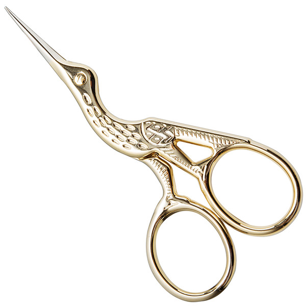 Stainless Steel European Crane Shaped Retro Sewing Scissors,Portable Golden Mini Exquisite Sharp Scissors For School Home Office