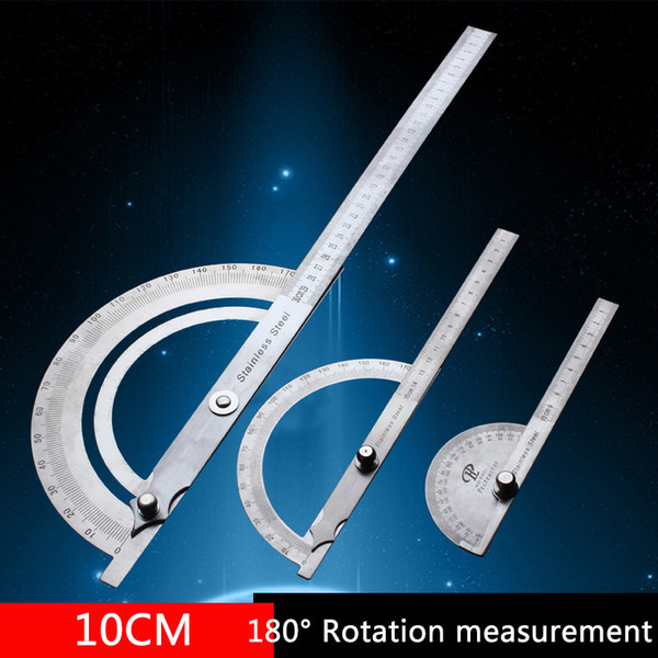 Stainless Steel Round Head 180 degree Protractor Angle Finder Rotary Measuring Ruler Machinist Tool 10cm Craftsman Ruler