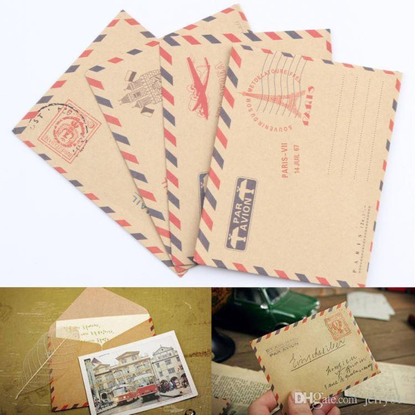 10 Sheets Mini Envelope Postcard Letter Stationary Storage Paper AirMail Vintage Office Supplies Drop Shipping OSS-0093