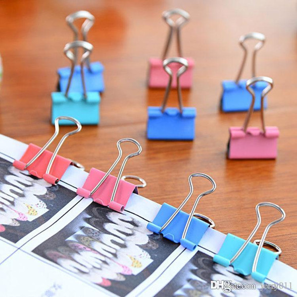 15PCS Colorful Metal Binder Clips Paper Clip 15mm Office Supplies Color Random Drop Shipping OSS-0046-15PCS