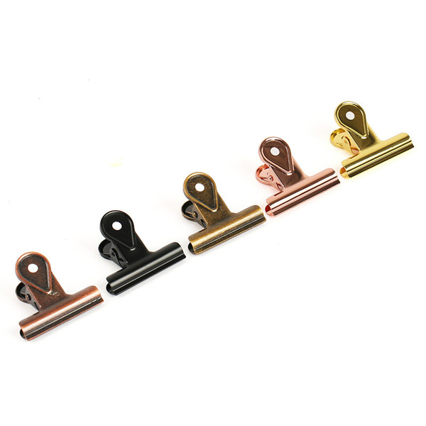 Copper Binder Clips Vintage Skeleton Clips Metal Electroplating Bulldog Hinge Clips Paper Clamps for Maps Papers Price Tags