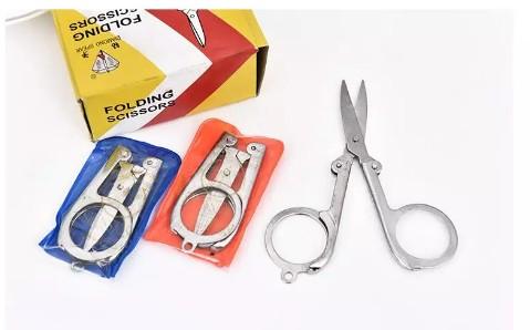 Diamond Spear Hot Sale Home Portable Folding Scissors Mini Folding Foldable Scissors Travel Scissor Color Silver