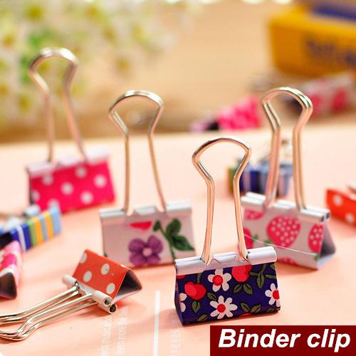 48 Pcs/lot Flower Pattern Metal Binder Clips Pasta Color Escolar Stationary kawaii zakka Office Material School Supplies 6458