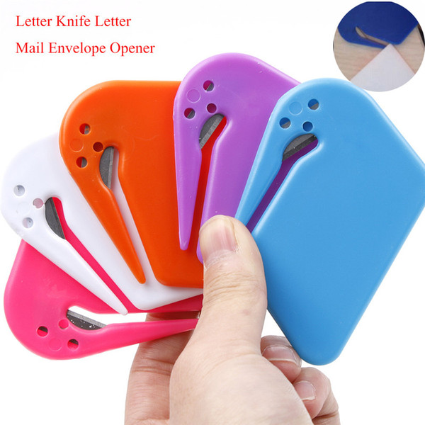 Plastic Mini Letter Knife Letter Mail Envelope Opener Safety Paper Guarded Cutter Blade Office Equipment Random Color