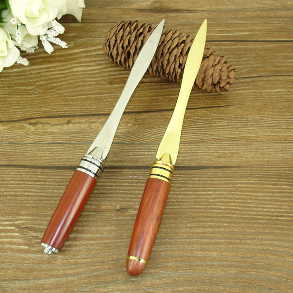 Wholesale-Wooden Letter Opener MB Style Design Silver & Gold Office Accessories Letter Opener Desk Stationery Office Tool Cutting