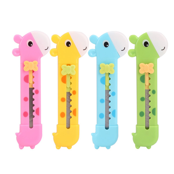 Cute Giraffe Utility Knife Paper Cutter Cutting Paper Razor Blade Office Stationery Escolar Papelaria School Supply free shipping 2018 new