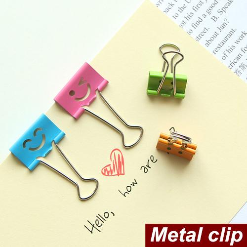 40 pcs/Lot Smile Metal clip cute Binder clips for album foto memo paper clips Stationary Office material School supplies 6630