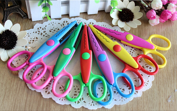 DIY Plastic Decorative Craft Enfant School Scissors for Paper Cutter Scrapbooking Office & School Cutting Supplies free shippng high quality