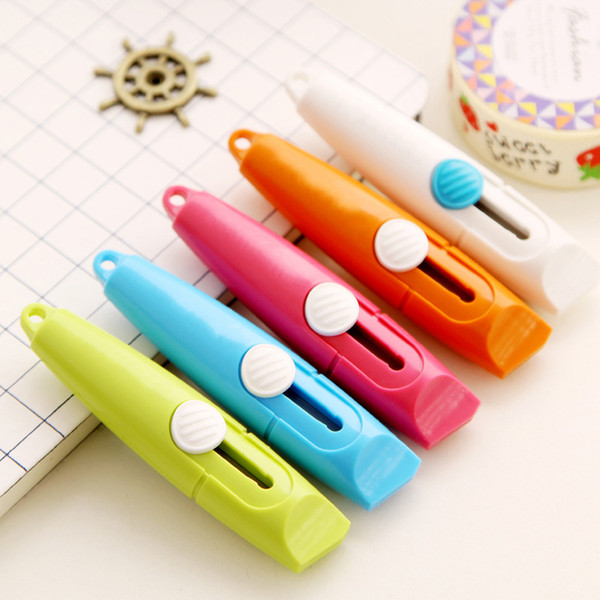 Sweet Candy Color Portable Utility Knife Paper Cutter Cutting Paper Razor Blade Office Stationery Escolar Papelaria free shipping 2018 new