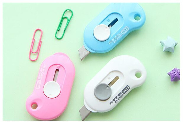 1 PCS Cute Solid Color Mini Portable Utility Knife Paper Cutter Cutting Paper Razor Blade Office Stationery Escolar Papelaria free shipping