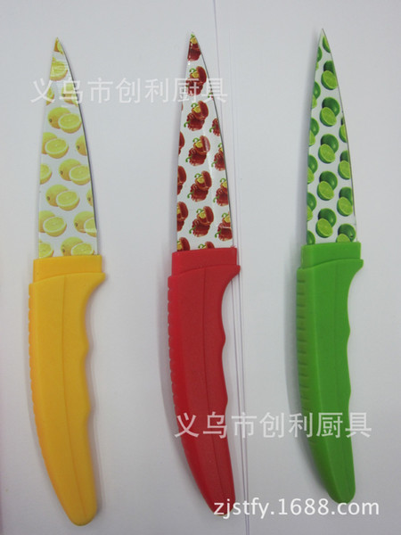 Korean Printing Stainless Steel Kitchen Originality Plastic Handle Fruits Knife