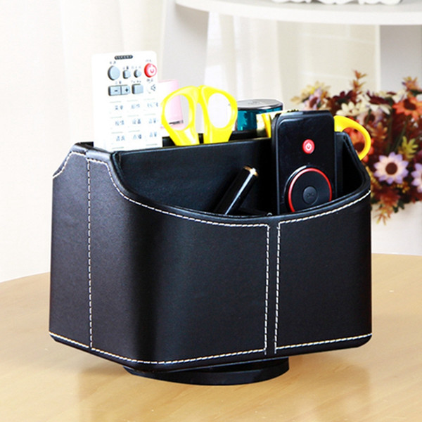 Home Leather Rotary Storage Box desktop storage rack organizer Stationery Desk Organizers Multifunctional Creative Coffee Table Living Room