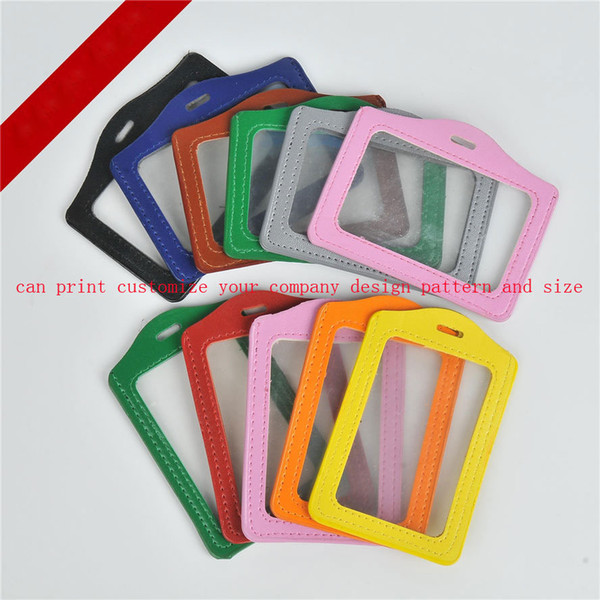 pu leather two side lucency Working Permit Bus Card employee's card set Badges Holder can print customize your company design pattern.