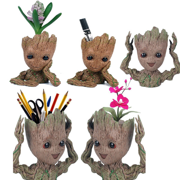 Tree Man Pencil Pen Holder Flower Pot Guardians of The Galaxy Flowerpot Baby Action Figures Cute Model Office Desk Organizer Storage Box