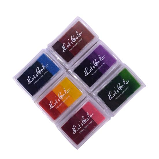 Wholesale-1PCS 4 Color Homemade DIY Gradient Color ink Pad Multicolour Inkpad Stamp Decoration Fingerprint Scrapbooking Accessories