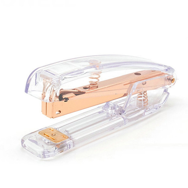 Rose Gold Transparent Stapler Edition Metal Portable Office Desk Stapler Office Accessories School Supplies For Students