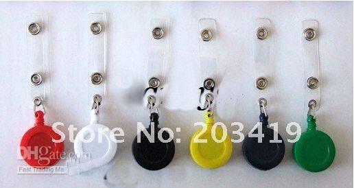 18%OFF SALE 25 Pieces/Lot wholesale retail ID holder name tag card key Badge Reels Round Solid Plastic Clip-On Retractable pul