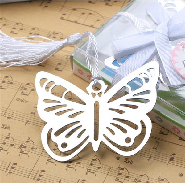 100 pcs Practical Reading Essential Metal Butterfly Bookmark With Tassels Boxed Picture Color Metal bookmark hollow-out bookmarks