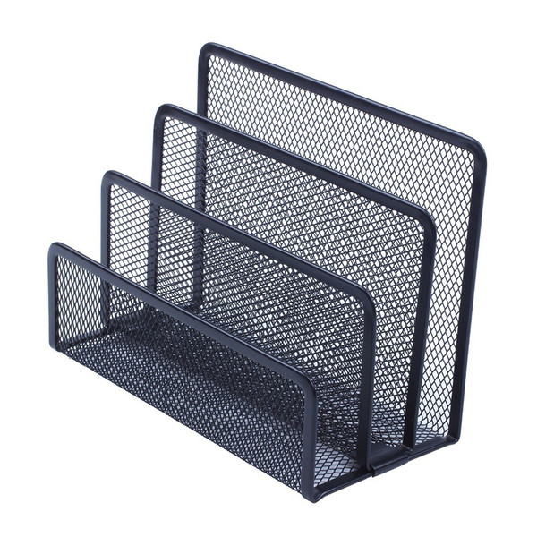 Black Metal Mesh Desk Organizer Desktop Letter Sorter Mail Tray File Organiser Office Home Bookends Book Holder Document Trays