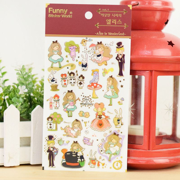 12 pcs/Lot Fairy Tales stickers Alice in Wonderland Funny sticker world for phone diary album scrapbooking School supplies 6926