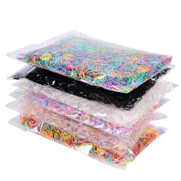 3000pcs/bag Baby TPU Hair Holders Rubber Bands Elastics Girl's Tie Gum Stationery Holder Band Loop School Office Supplies