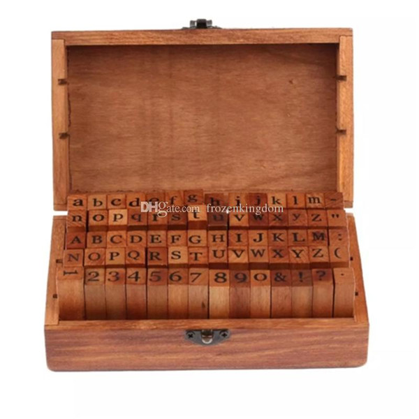 DHL Free shipping 25set 70pcs/set Number and Letter Wood stamp Set/Wooden Box/Multi-purpose stamp/DIY funny work 2017101606