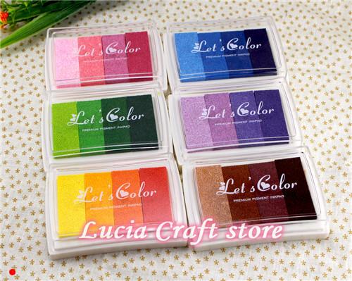 Wholesale- Multi Color option Gradient Oil Based Ink pad Signet For Paper Wood Craft Rubber Stamp 1piece/lot 074004022