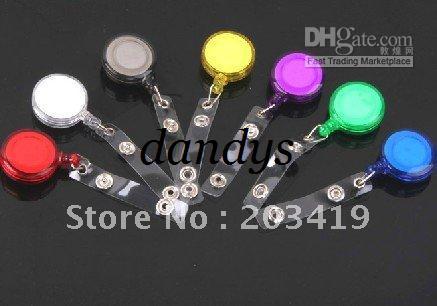 wholesale retail ID holder name tag card key Badge Reels Round Solid Translucent Plastic Clip-On Ret