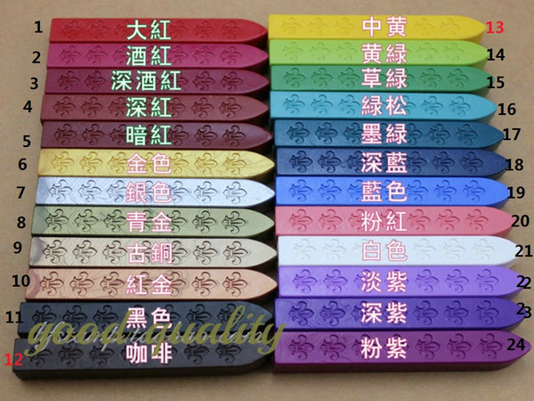 Wholesale- multicolor Sealing wax seal wax stick 24 color available use for wax stamp materials