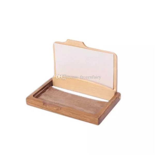 Fashion Men Women's Unisex Wooden Business Name ID Credit Card Holder Case Wood Card Storage Box Home Office Supplies aa833-840 2017122