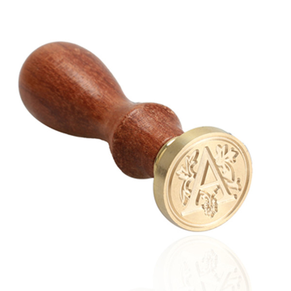 Hot DHL 200PCS Alphabet Letter A Retro Wood Sealing Wax Classic Initial Wax Seal Stamp KLQ0030