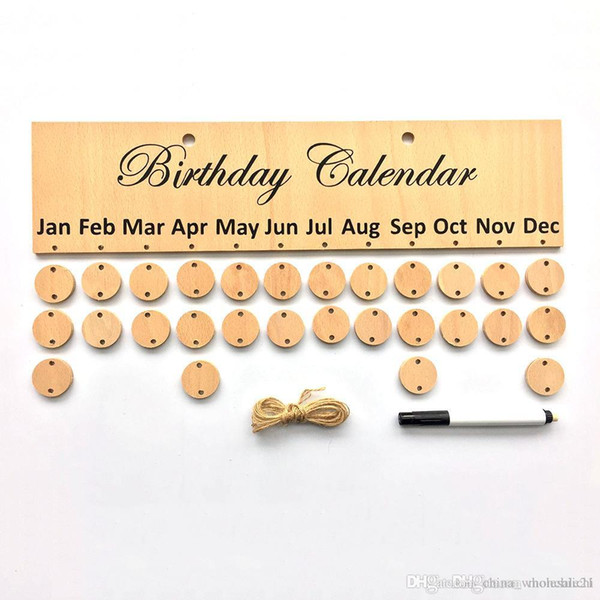 Kicute DIY Wooden Birthday Calendar Board Family Friends Birthday Calendar Sign Special Dates Planner Board Hanging Decor Gift