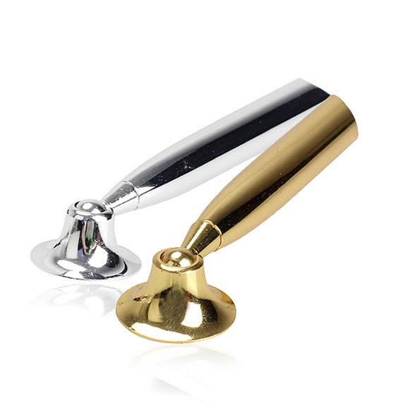 Wholesale-Desktop Pen Pencil Holder Ball Point Swivel Stand Funnel Foundation Gold Silver Free Shipping