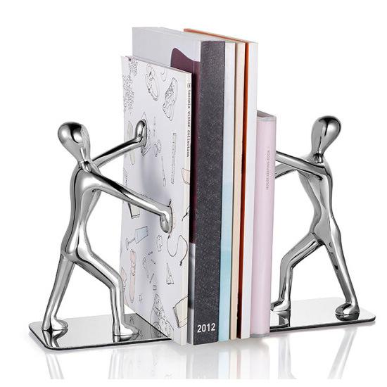 Fashion Cool Metal Stainless Steel Zinc Alloy Human Shaped Bookend Bookshelf for School Office Stationery Gifts Supplies