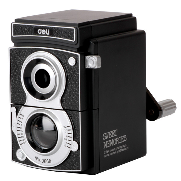 Sweet Memories Deli 0668Vintage Camera Pencil Sharpener Hand Sharpener Gift Old Black Camera Mechanical Pencil Sharpener