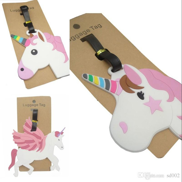 Silicone Bus Card Holder Cover Cartoon Unicorn Baggage Tag Suitcase Bag Name Address ID Label Creative Gifts 2lb ii