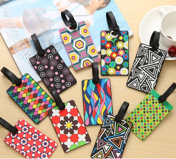 Luggage card Silicone name hang tag Creative national style Multi-color Geometric cartoon Hangtag for luggage/Suitcase