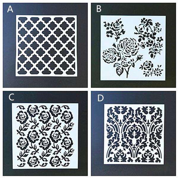 20*20cm DIY Craft Home Decor Vintage Flower Template Reusable Layering Craft Stencils For Wall Painting Scrapbooking Stamps Album Decor