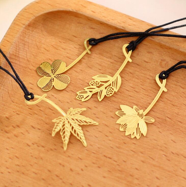 Simple fashion bookmark student mimosa lotus maple leaf clover metal bookmark stationery office school supplies nice gift